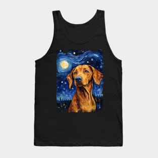 Redbone Coonhound Dog Starry Night Painting Dog Mom Dad Tank Top